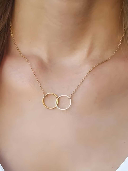 Gold Plated Double-ring Necklace