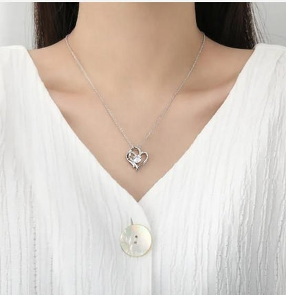 Double Heart Rhinestone Pendant