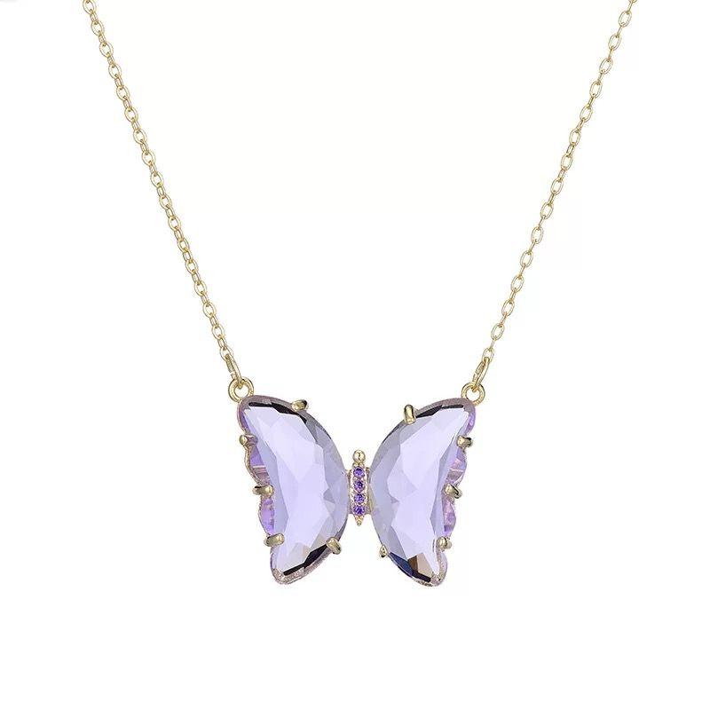 Purple Butterfly Pendant with Chain