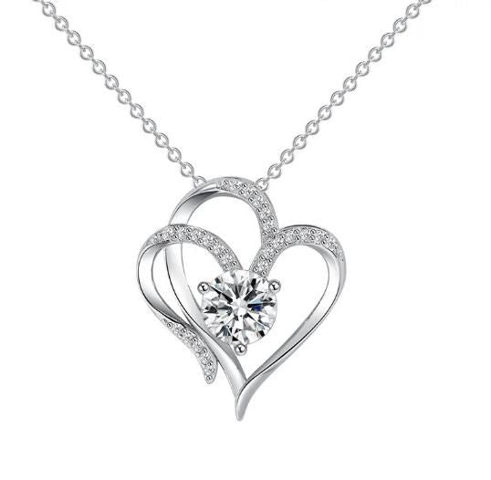 Double Heart Rhinestone Pendant