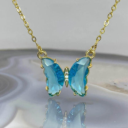 Blue Butterfly Pendant with Chain