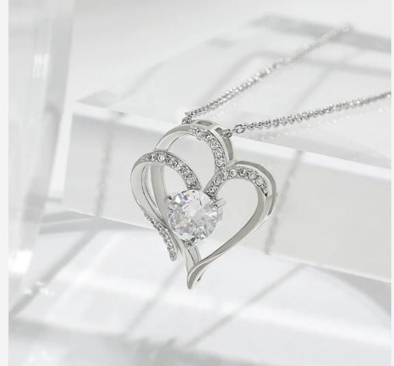 Double Heart Rhinestone Pendant