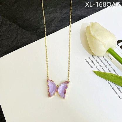 Purple Butterfly Pendant with Chain